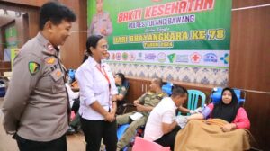 Sambut Hari Bhayangkara Ke-78 Tahun 2024, Puluhan Kantong Darah Diserahkan Polres Tulang Bawang Kepada PMI