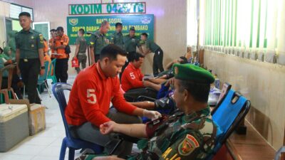 Sambut HUT Korem 043/Gatam Ke-77 TA. 2024 Kodim 0426 TB Laksanakn Pembagian Sembako Dan Gelar Bakti Sosial Donor Darah